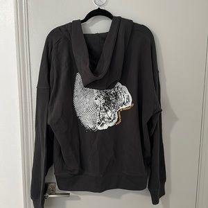 discolored/ distressed washed zip up hoodie